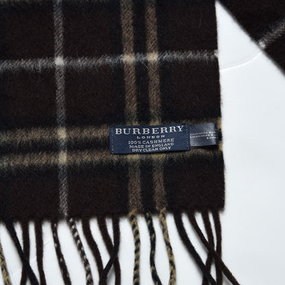 Burberry Cashmere Vintage Check Fringe Scarf Brown 4 of 4