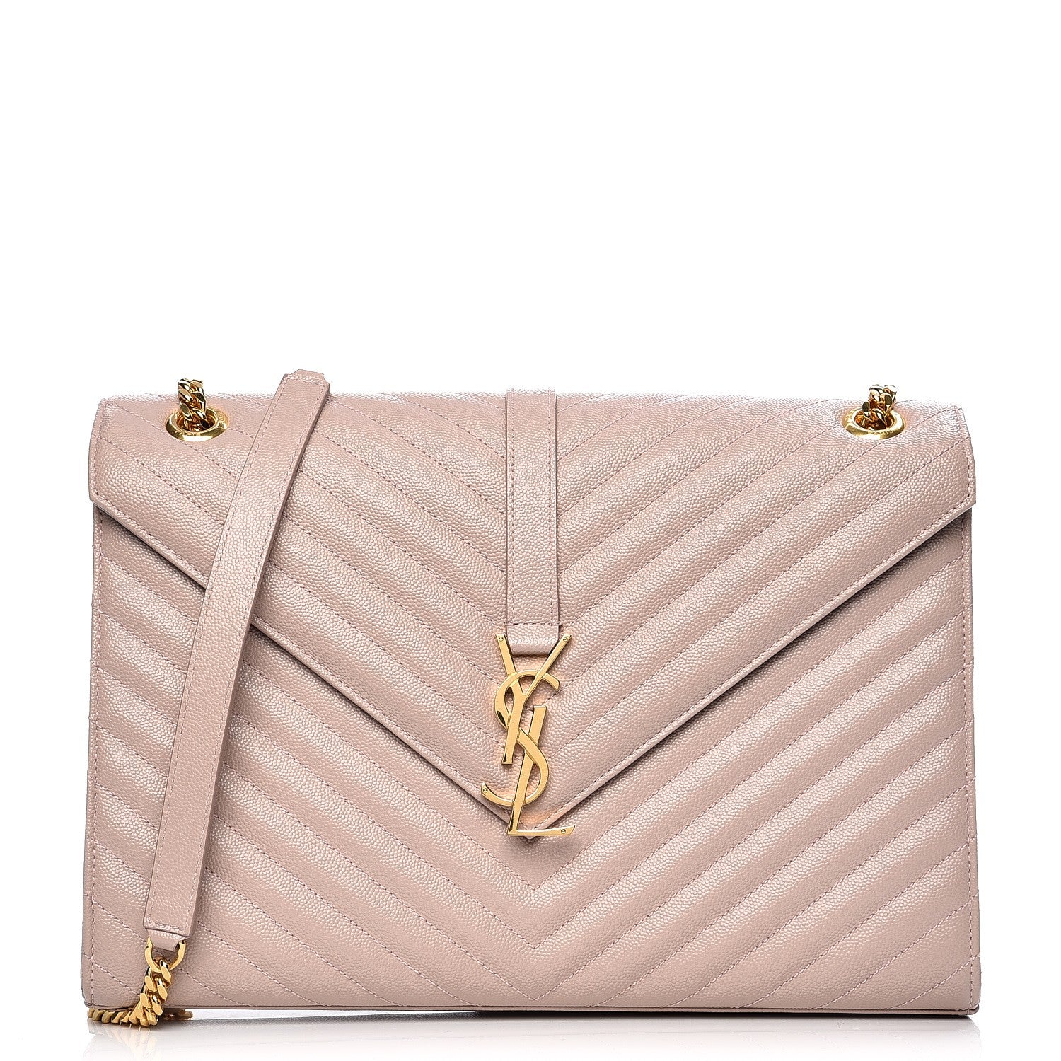 Saint Laurent Grain De Poudre Matelasse Chevron Large Monogram Satchel Rose Antic 1 of 8