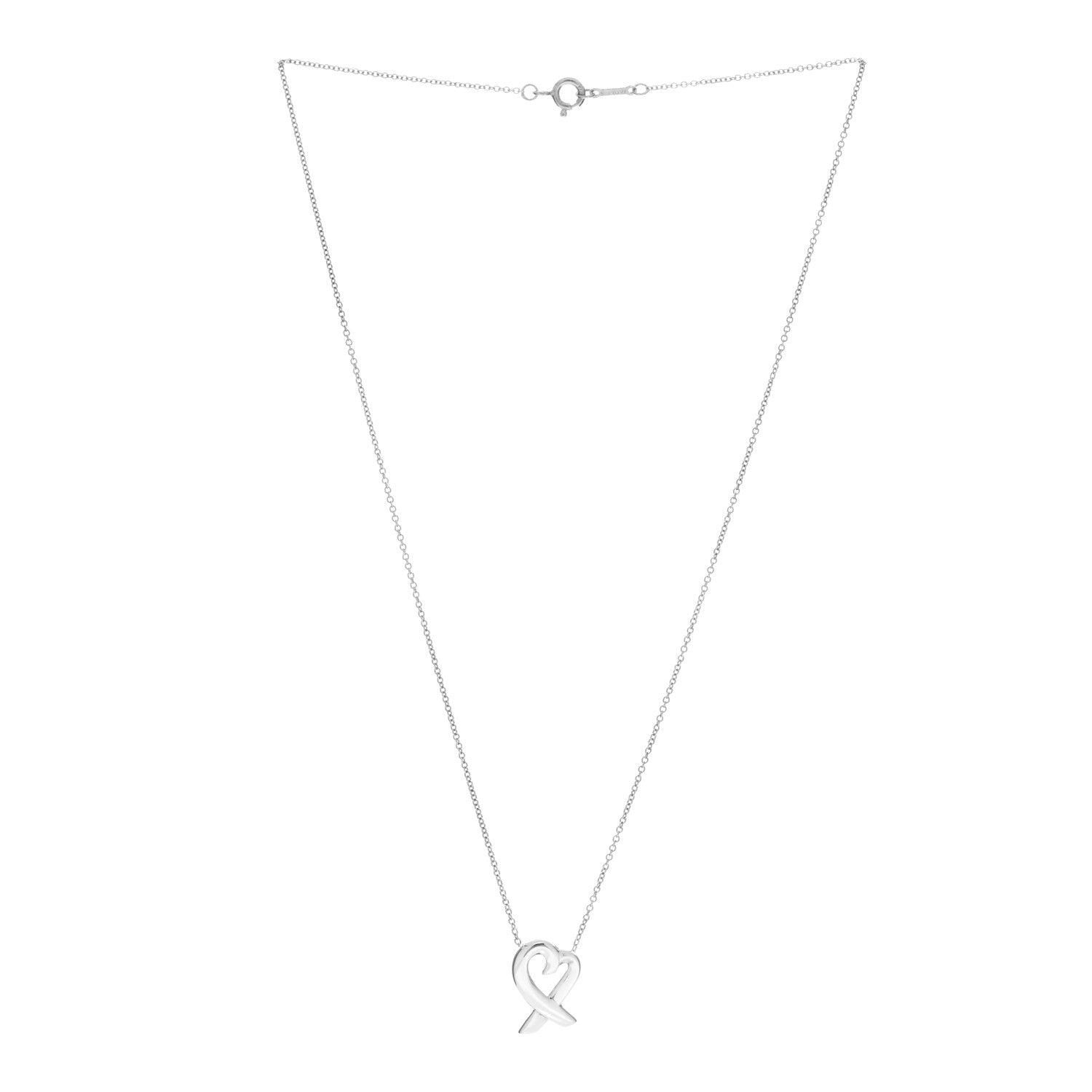 Tiffany Sterling Silver Small Paloma Picasso Loving Heart Pendant Necklace 2 of 5