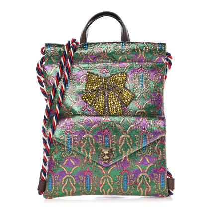 Gucci Brocade Animalier Bow Drawstring Backpack Multicolor 1 of 8