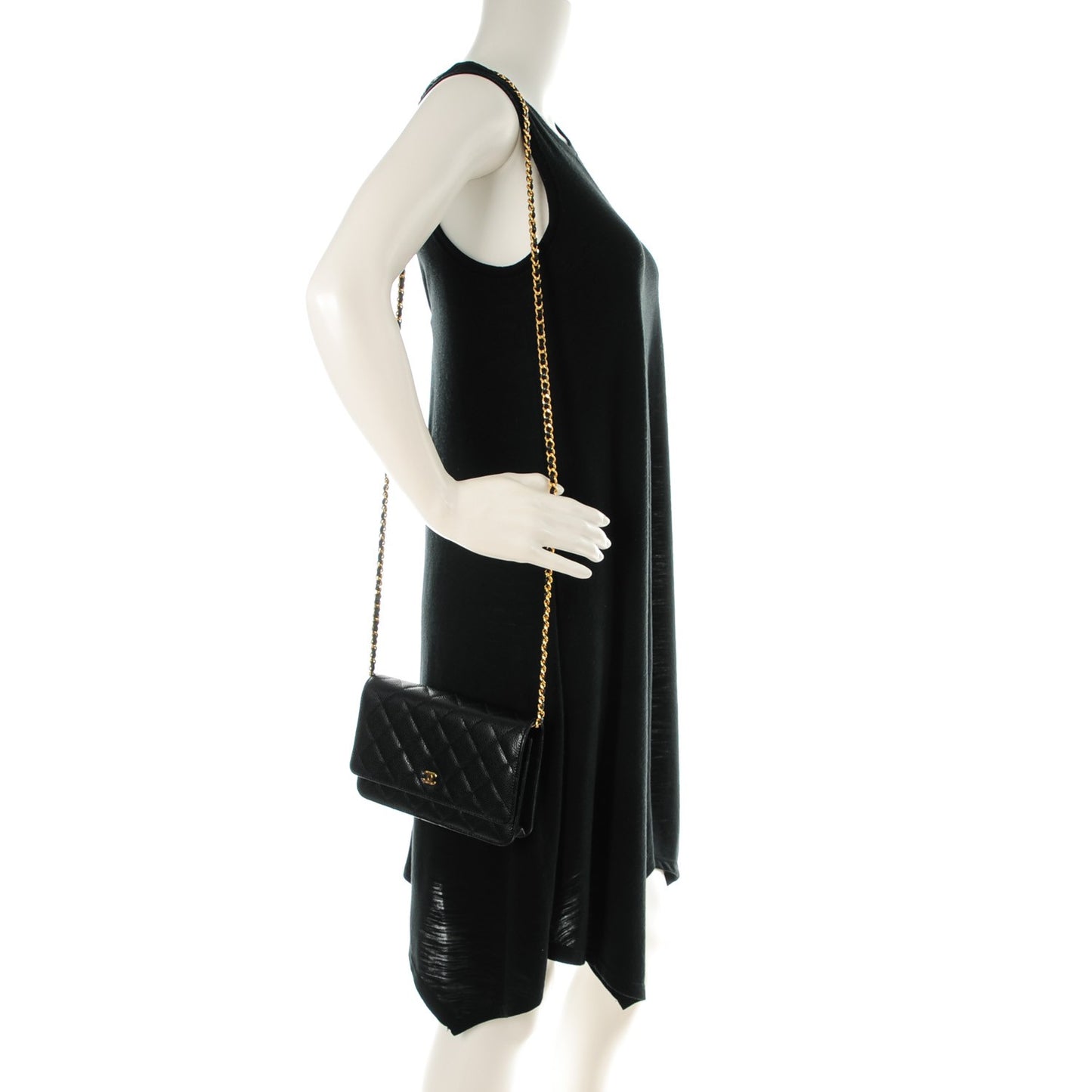 Caviar Quilted Wallet On Chain WOC Black
