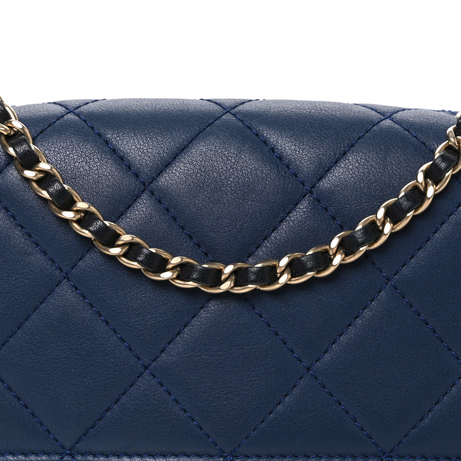 Chanel Calfskin Quilted Medium Graphic Flap Blue Black 7 of 10