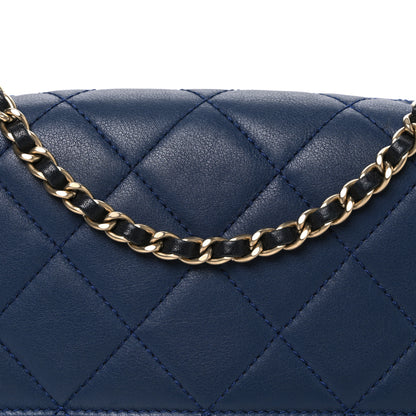 Chanel Calfskin Quilted Medium Graphic Flap Blue Black 7 of 10