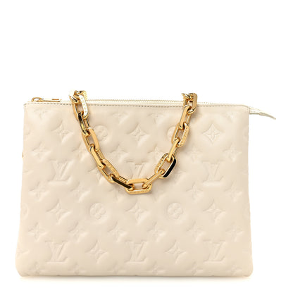 Louis Vuitton Lambskin Embossed Monogram Coussin PM Beige Cream 1 of 9