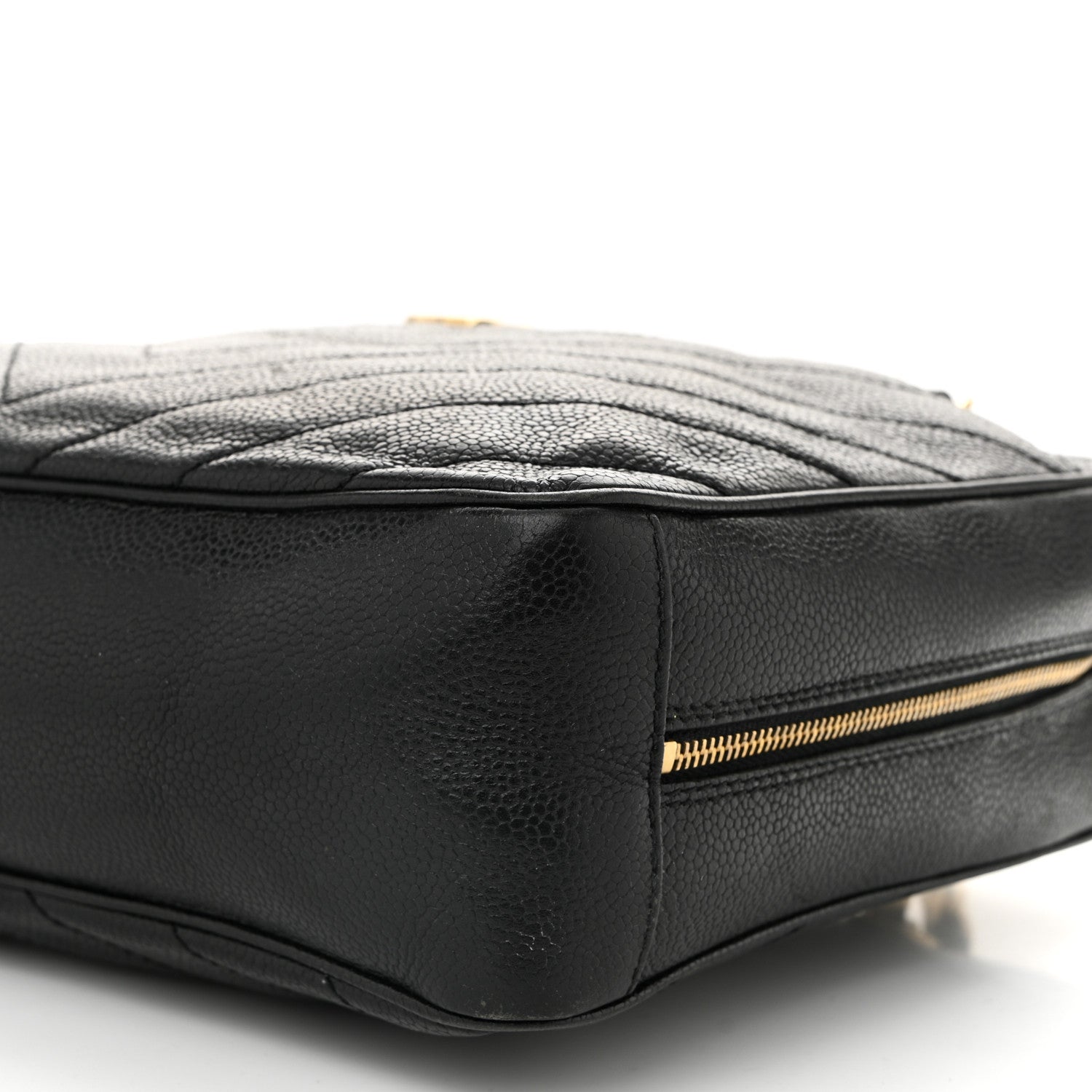 Chanel Caviar Chevron Quilted Camera Case Black 10 of 12