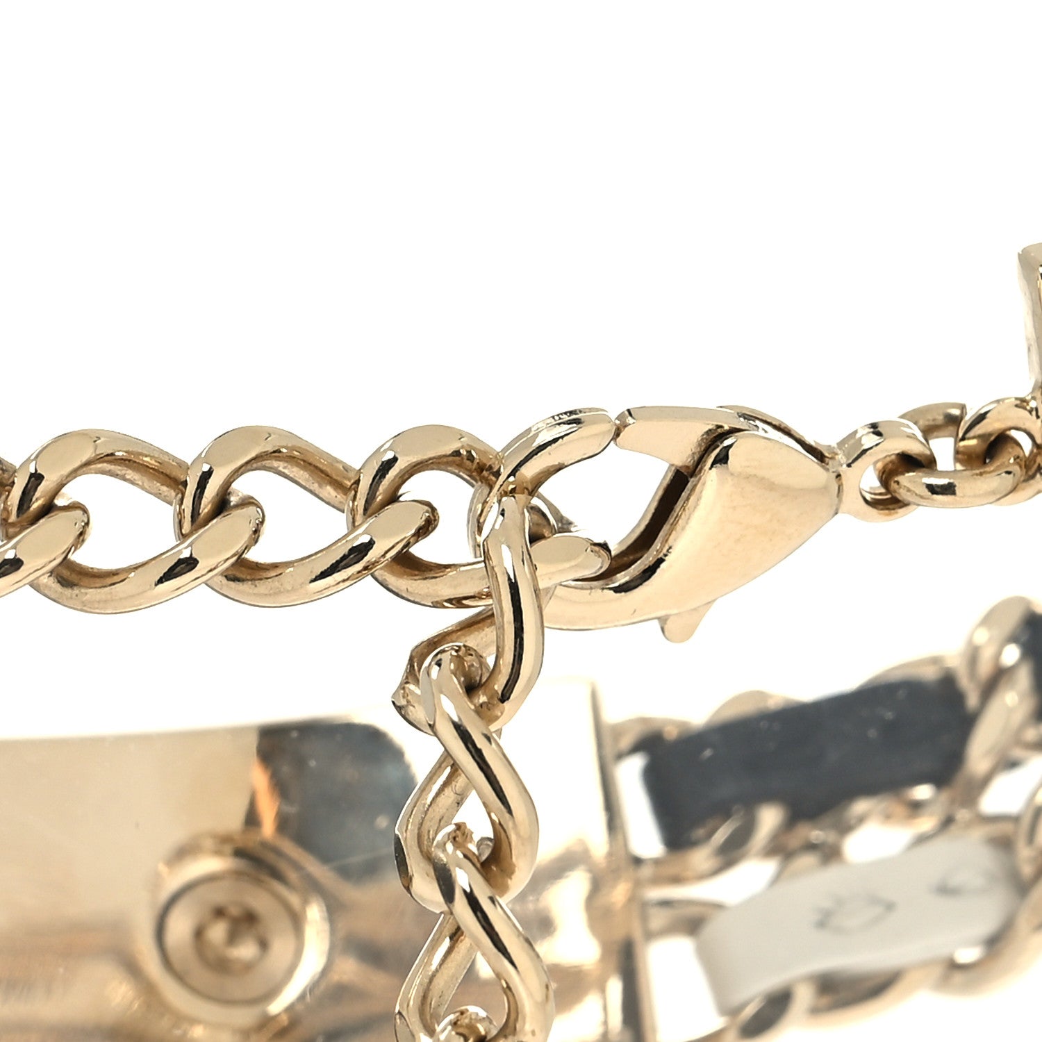 Chanel Metal Lambskin Reissue Lock Choker Necklace Black White Gold 4 of 5