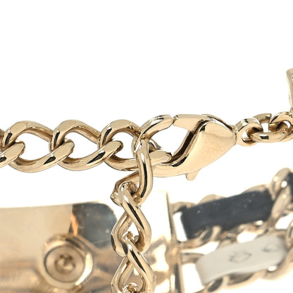 Chanel Metal Lambskin Reissue Lock Choker Necklace Black White Gold 4 of 5