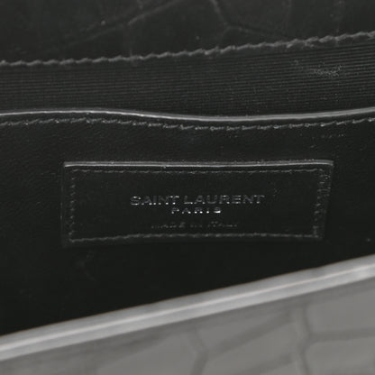 Saint Laurent Calfskin Crocodile Embossed Medium Classic Monogram Kate Tassel Satchel Black 7 of 9