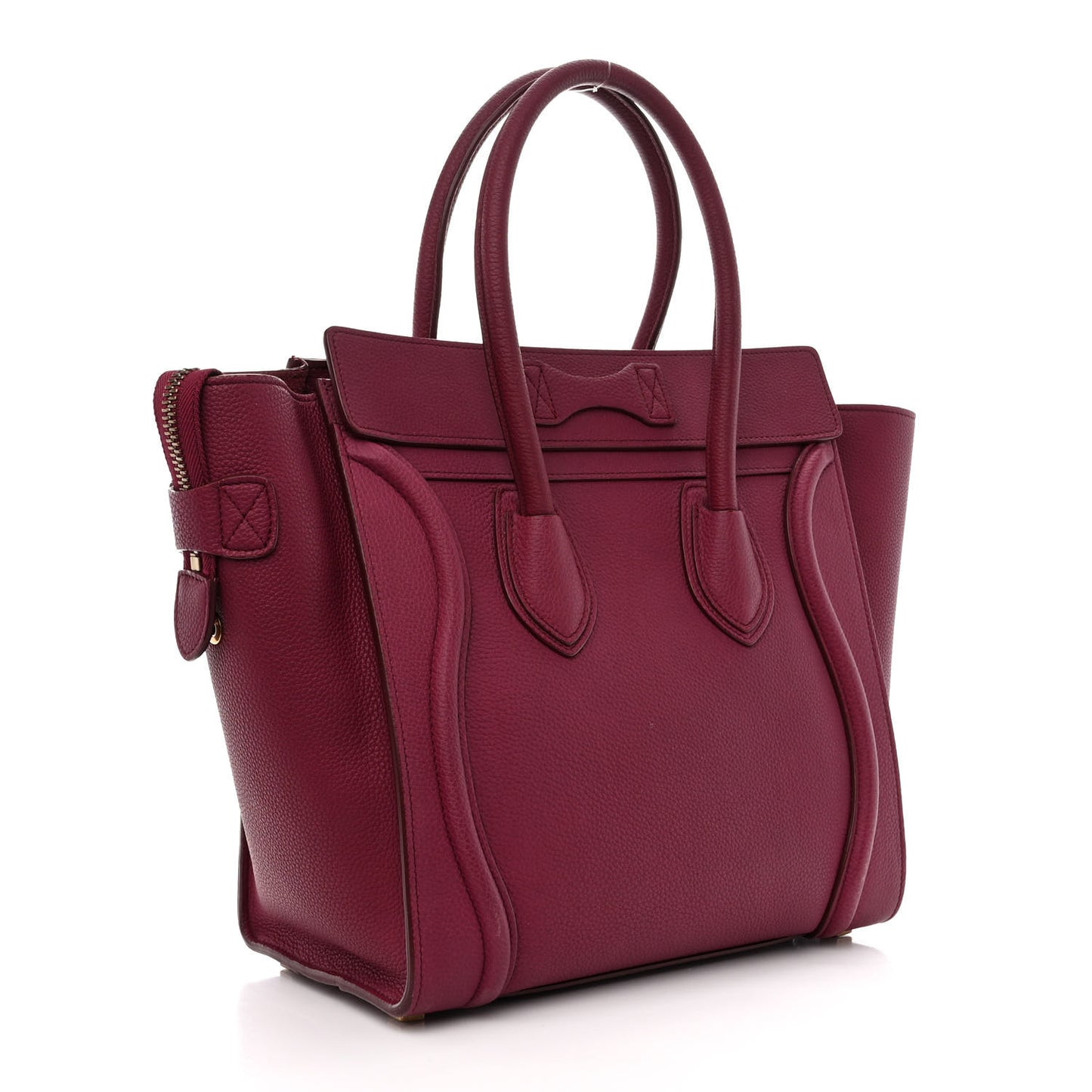 Drummed Calfskin Micro Luggage Plum