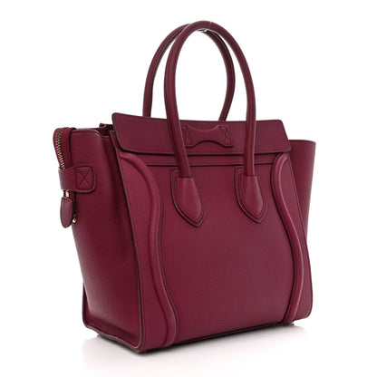 Celine Drummed Calfskin Micro Luggage Plum 3 of 12