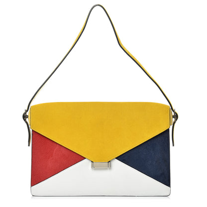 Celine Suede Calfskin Pony Hair Medium Tri-Color Diamond Shoulder Bag Multi 1 of 9