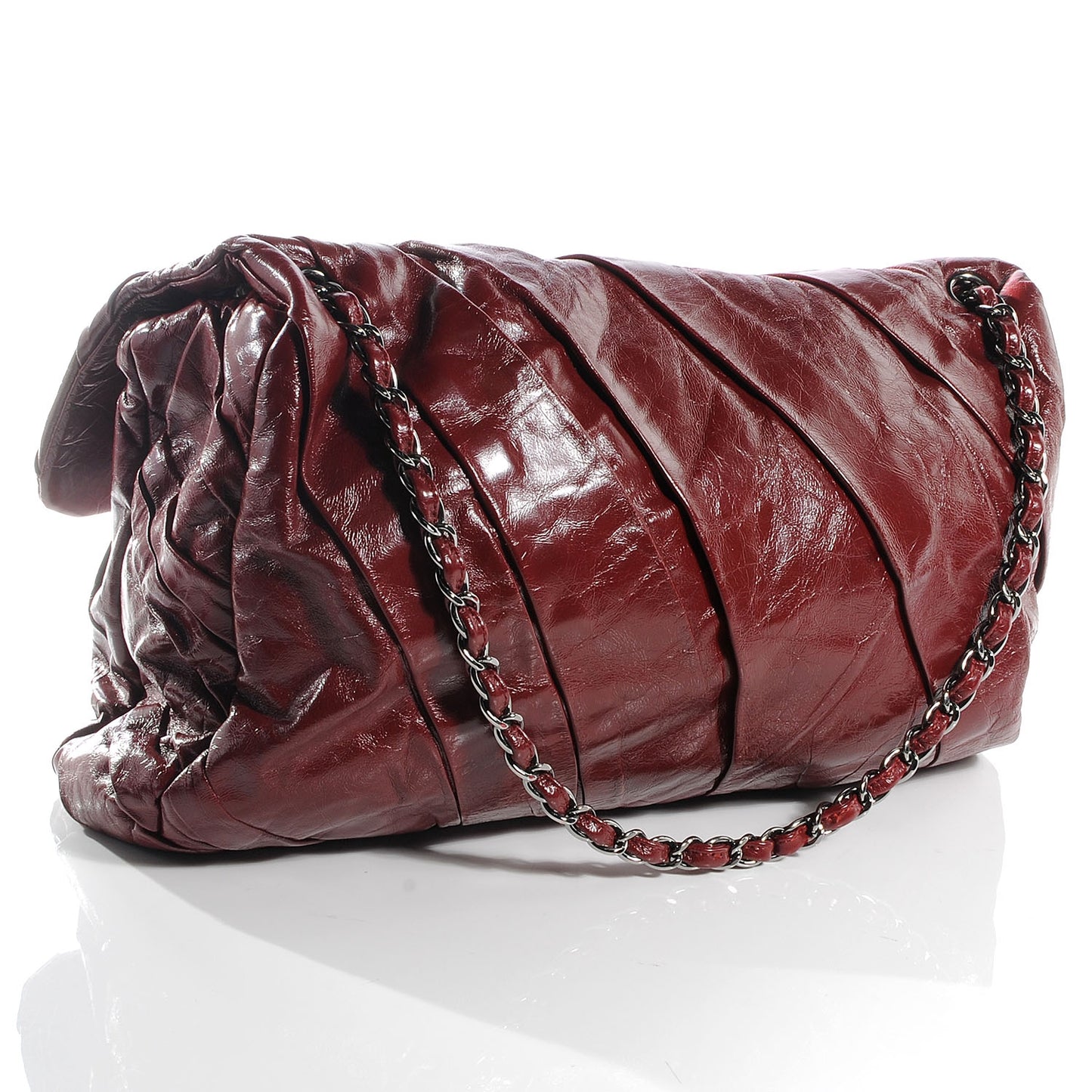 Glazed Calfskin Twisted Maxi Flap Red