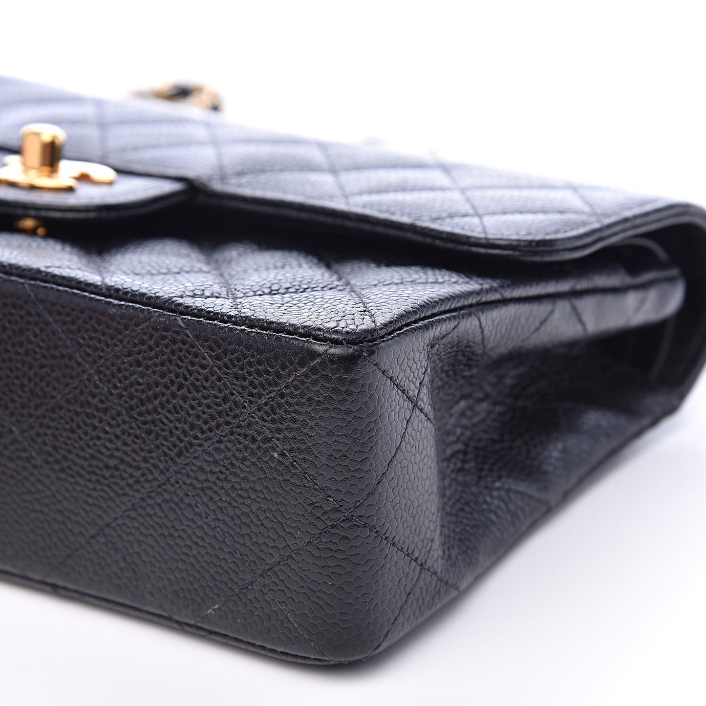 Caviar Quilted Small Double Flap Black