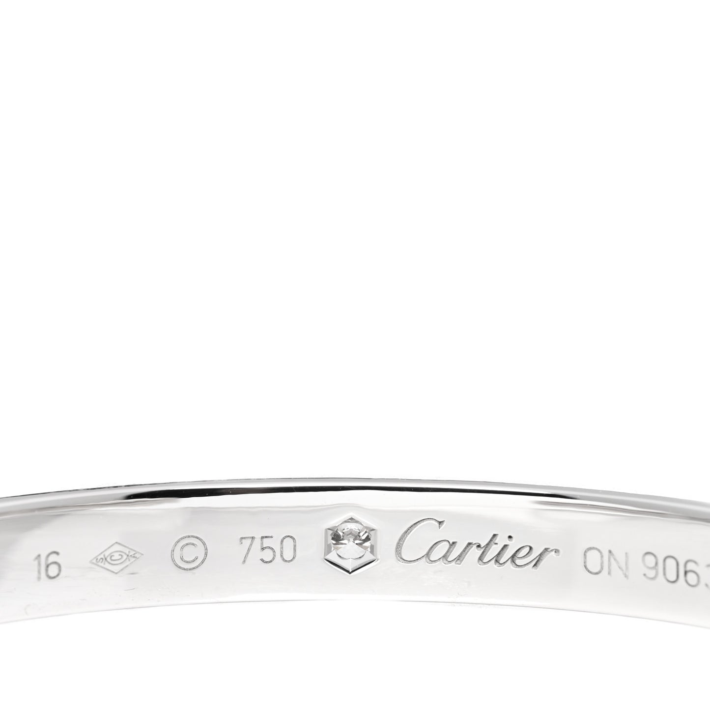 18K White Gold 1 Diamond LOVE Cuff Bracelet 16