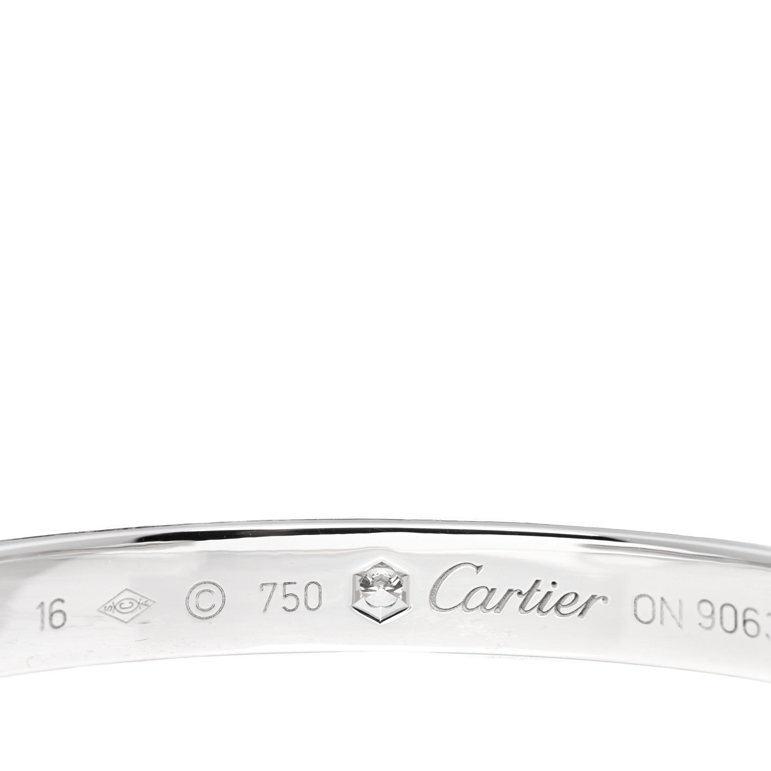 Cartier 18K White Gold 1 Diamond LOVE Cuff Bracelet 16 3 of 3