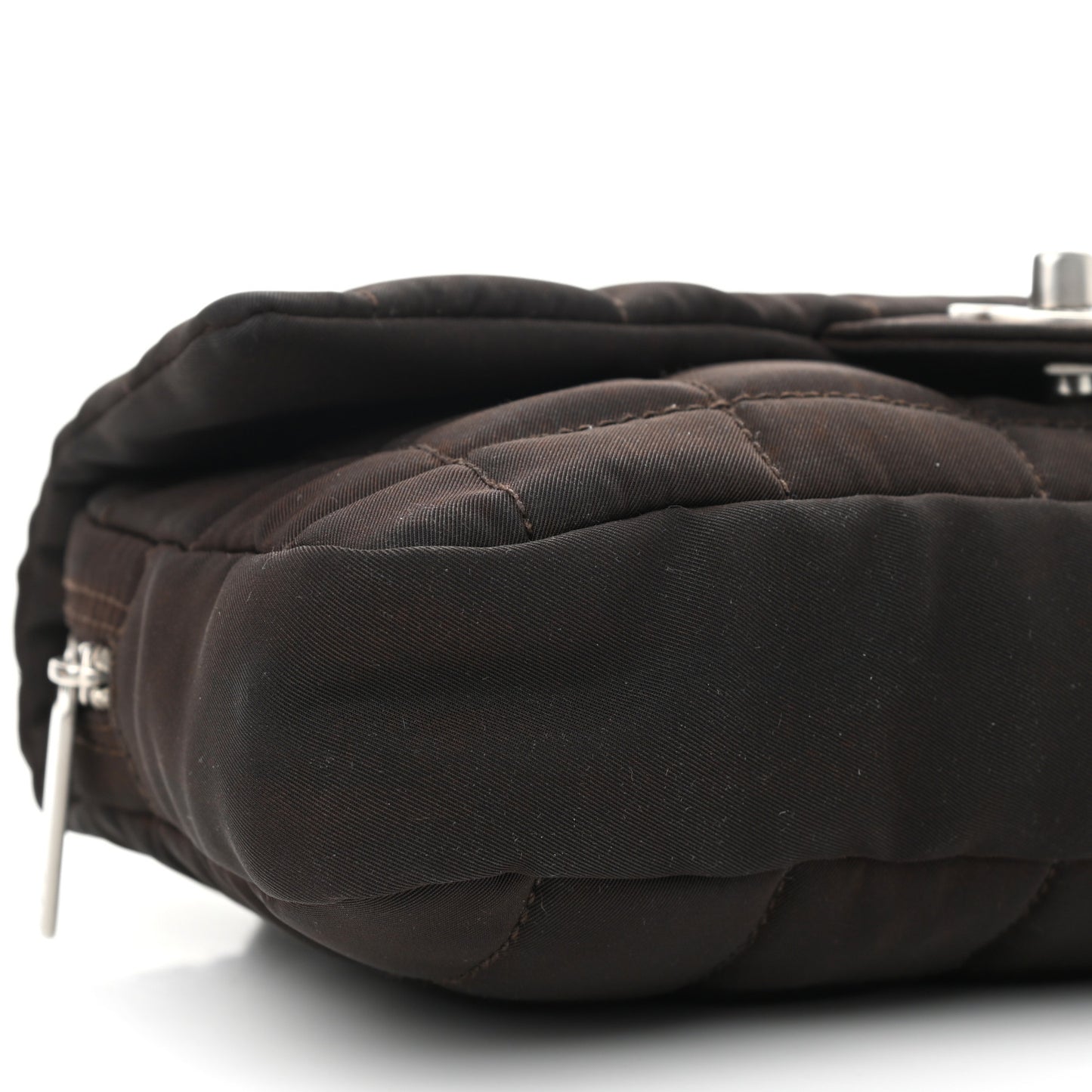 Nylon Square Quilted Flap Dark Brown