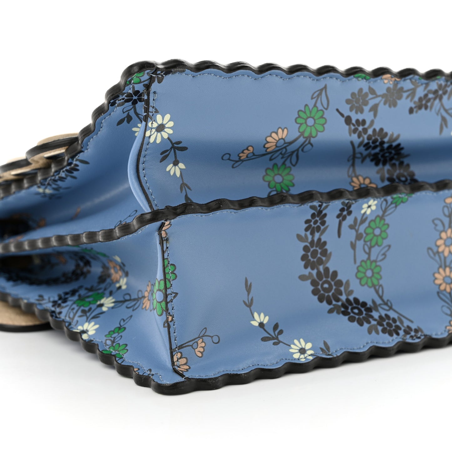 Vitello Liberty Japanese Blossom Scalloped Studded Grommet Kan I Shoulder Bag Nebula Multicolor