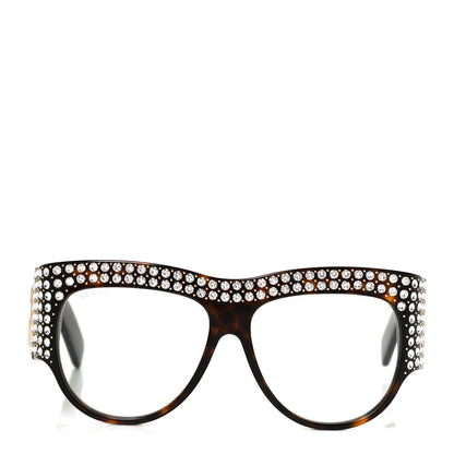 Gucci Acetate Crystal Oversize Hollywood Forever Sunglasses GG0144S Tortoiseshell 2 of 9