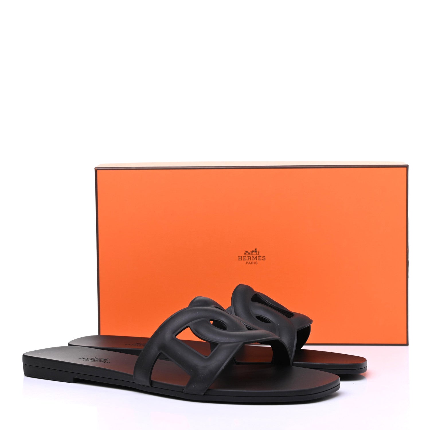 Hermes Rubber Aloha Sandals 39 Black 10 of 10