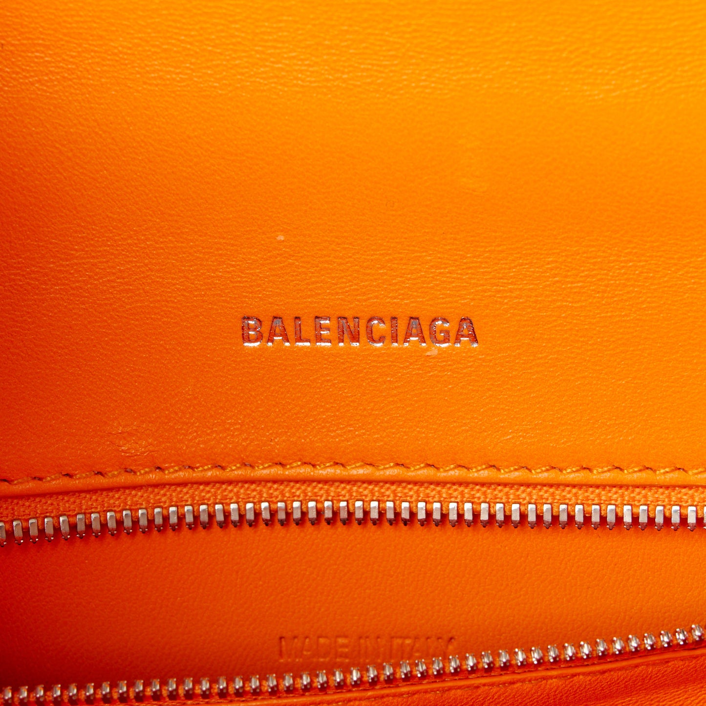 Shiny Calfskin Crocodile Embossed Small Hourglass Top Handle Bag Pop Orange