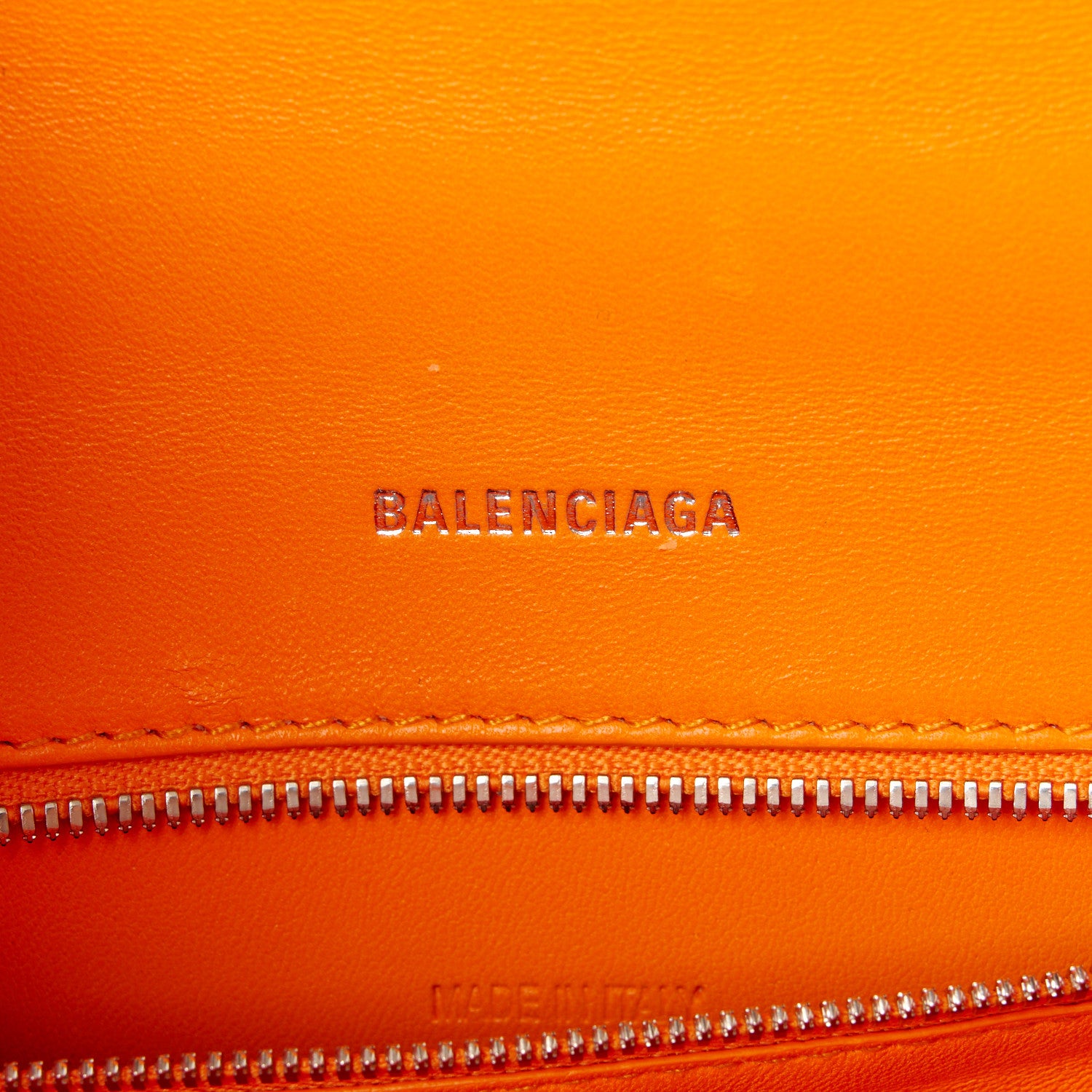 Balenciaga Shiny Calfskin Crocodile Embossed Small Hourglass Top Handle Bag Pop Orange 6 of 12