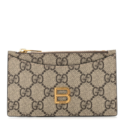Gucci X BALENCIAGA GG Supreme Monogram Zip Card Case Beige Ebony 1 of 7