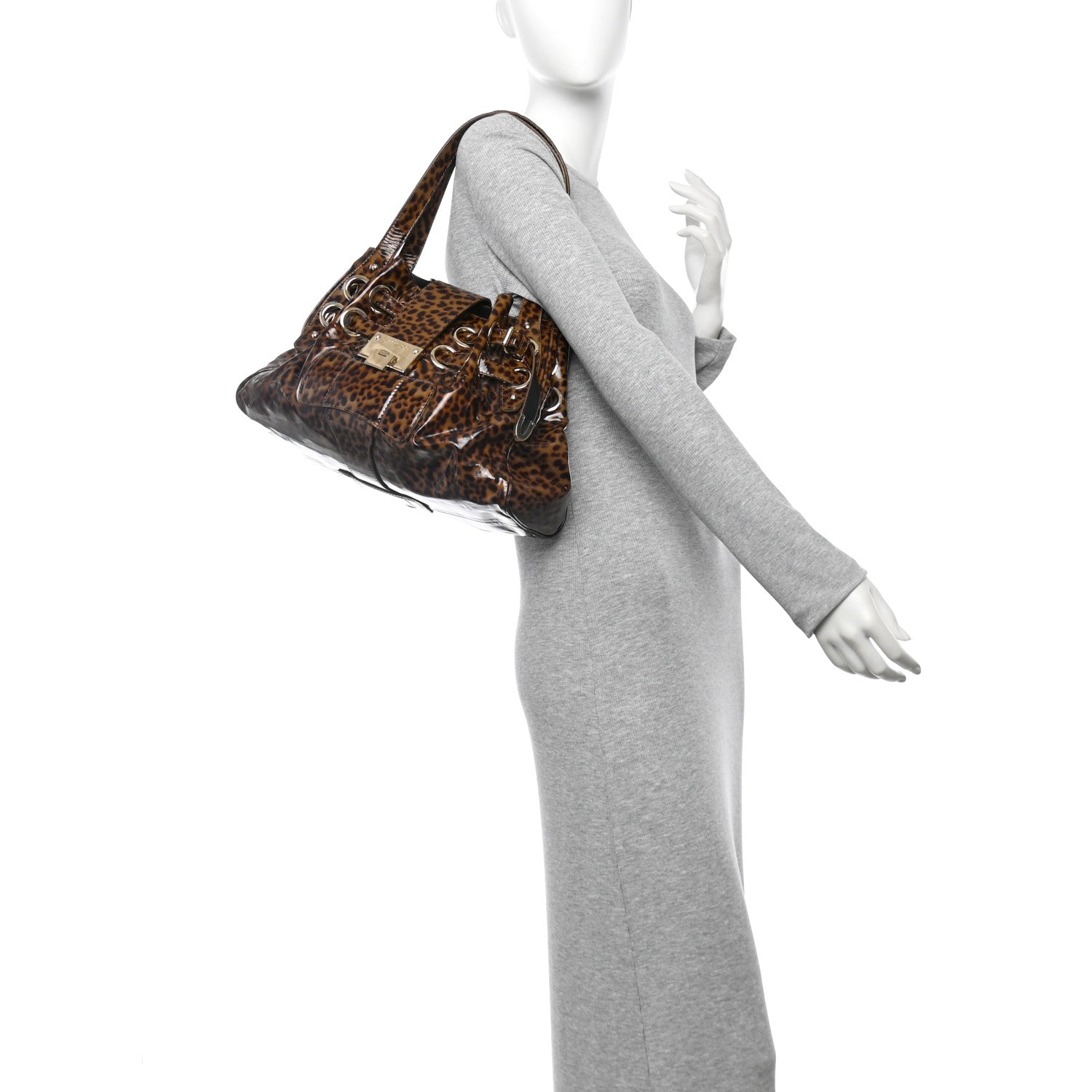 Jimmy Choo Patent Leopard Print Riki Natural 2 of 13