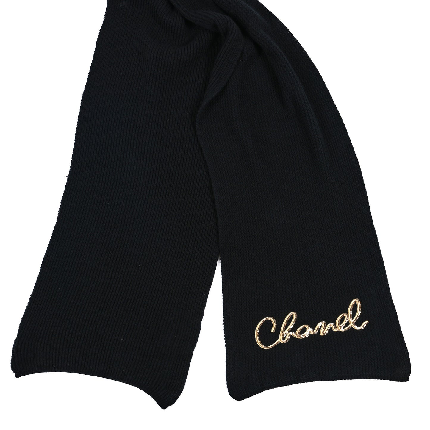 Cashmere Sequin Logo Scarf Black