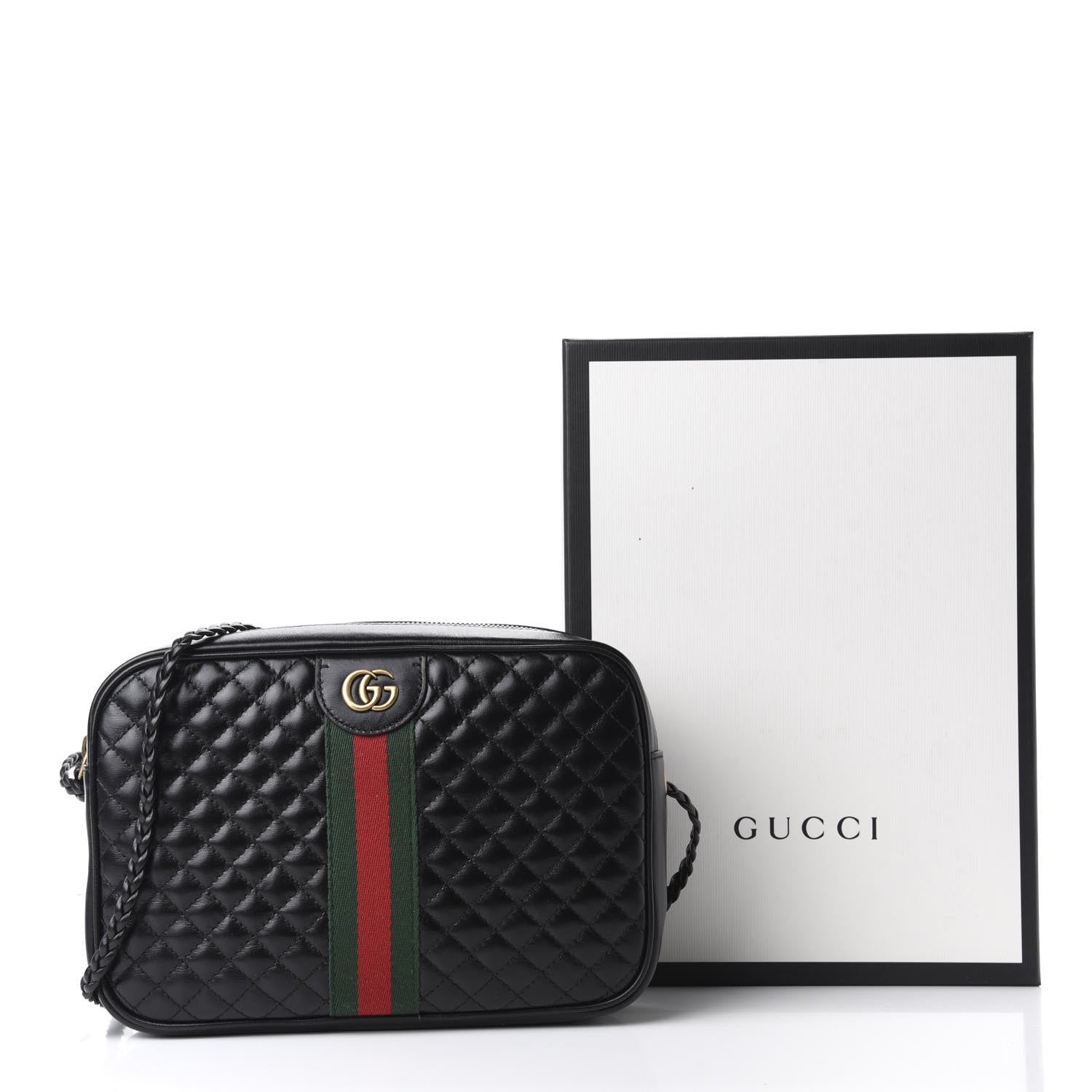 Gucci Calfskin Web Trapuntata Small GG Shoulder Bag Black 11 of 11