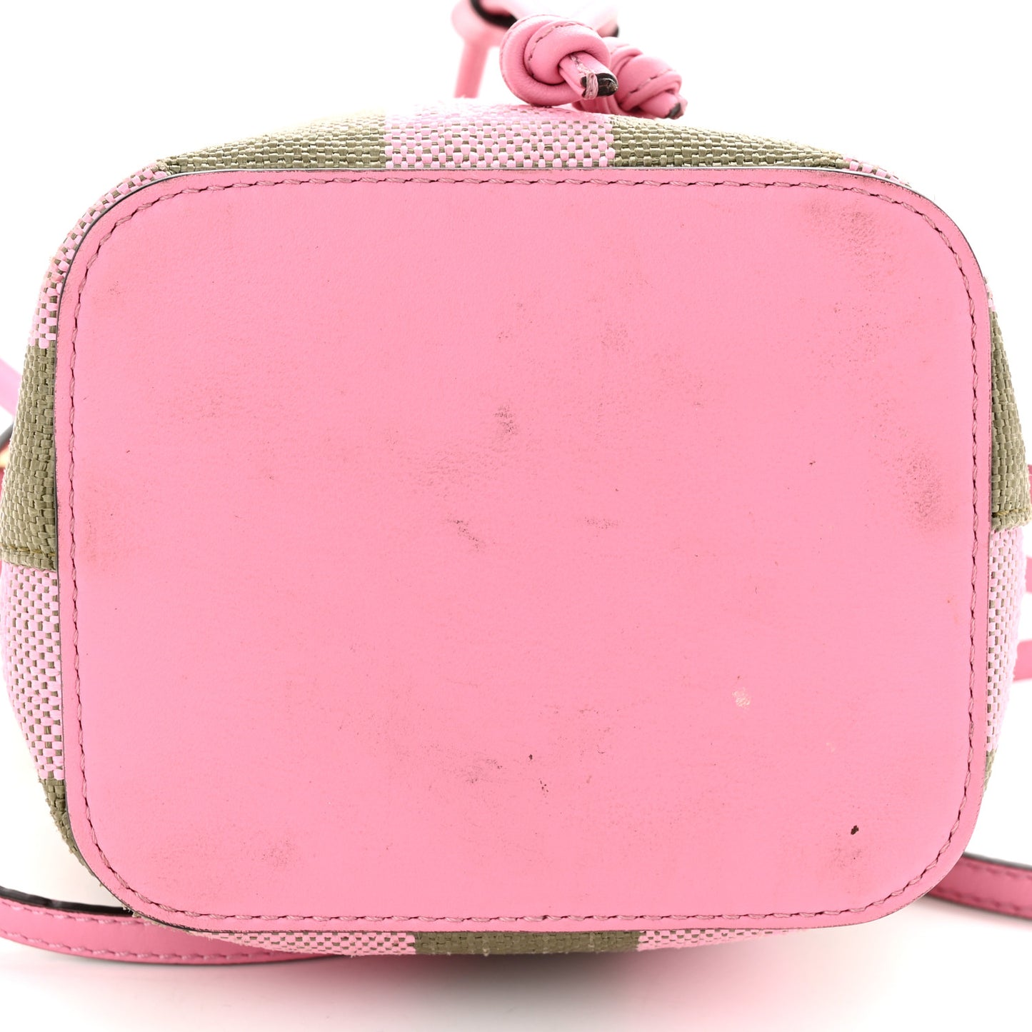 Raffia Vitello Seta F is Fendi Pequin Gingham Woven Mini Mon Tresor Bucket Bag Military Rosa Lollypop