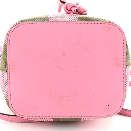 Fendi Raffia Vitello Seta F is Fendi Pequin Gingham Woven Mini Mon Tresor Bucket Bag Military Rosa Lollypop 12 of 12