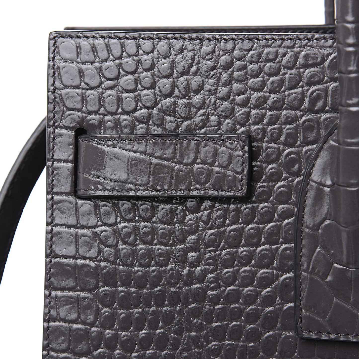 Crocodile Embossed Small Sac De Jour Asphalt