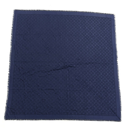 Louis Vuitton Silk Wool Monogram Shawl Navy 1 of 3