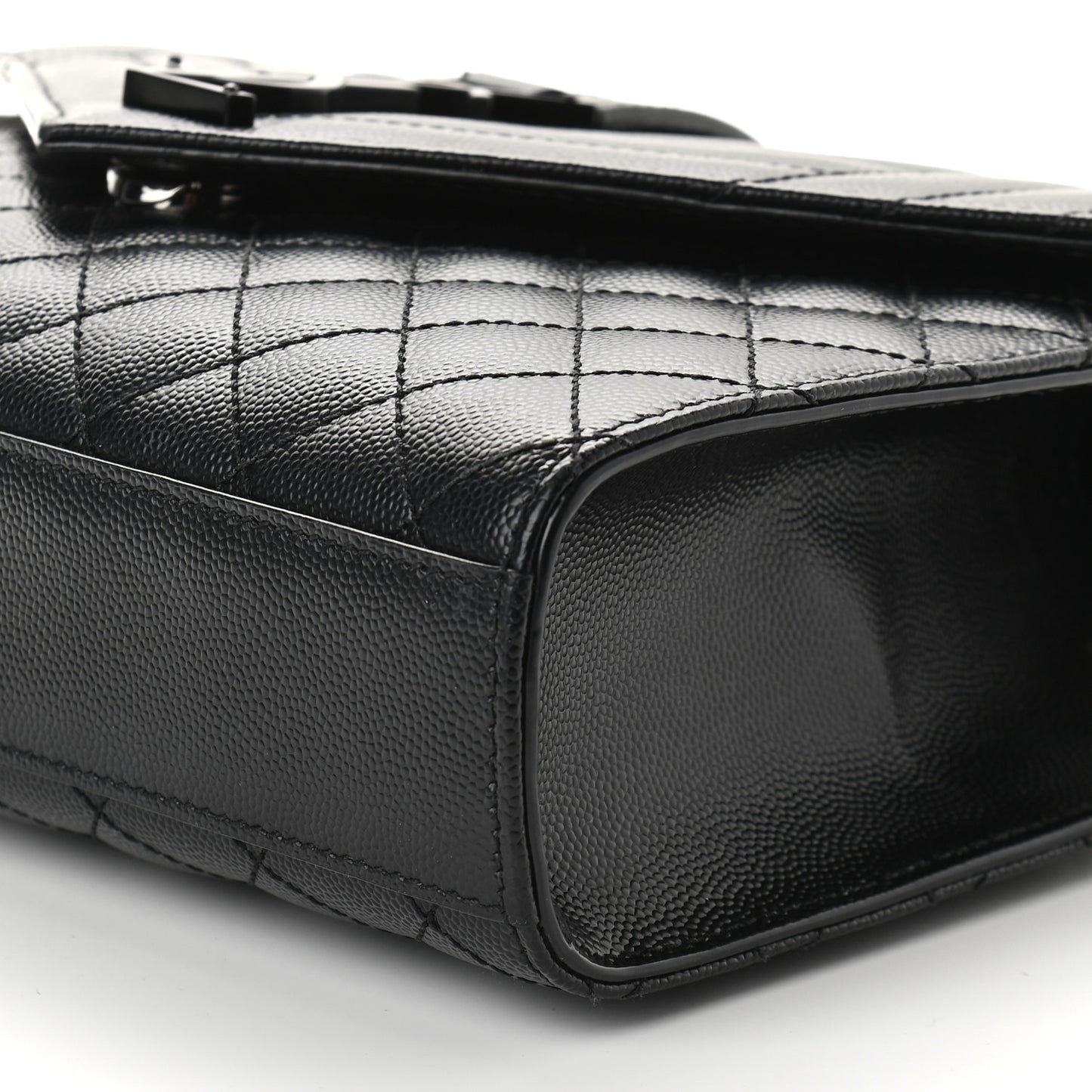 Grain De Poudre Textured Mixed Matelasse Triquilt Medium Monogram Satchel Black