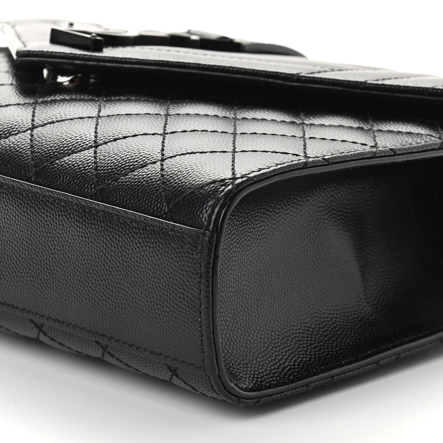 Saint Laurent Grain De Poudre Textured Mixed Matelasse Triquilt Medium Monogram Satchel Black 8 of 8