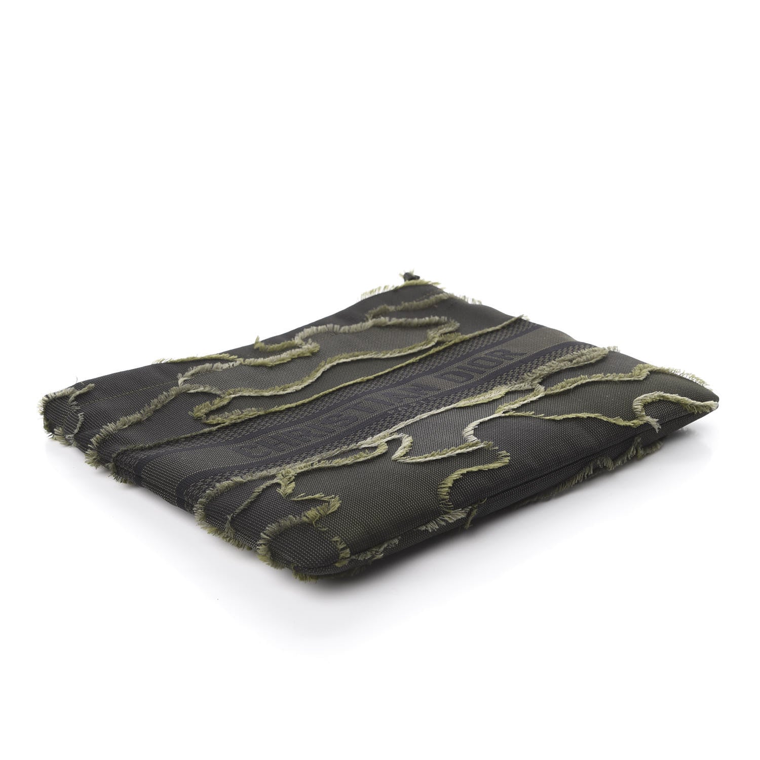 Christian Dior Canvas Embroidered Camouflage Medium Diordouble Zip Pouch Green 4 of 10