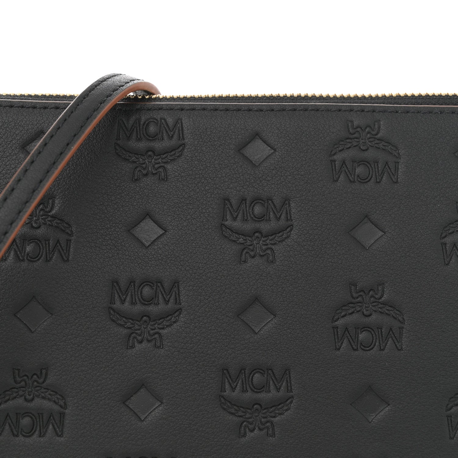 MCM Calfskin Monogram Klara Crossbody Pouch Black 7 of 9