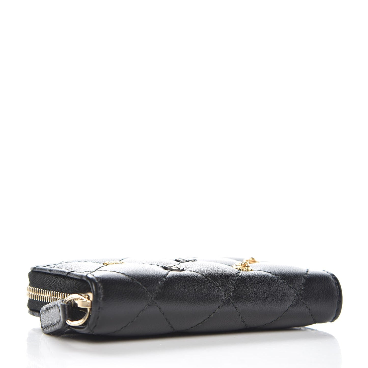 Lambskin Lucky Charms Zip Coin Purse Black
