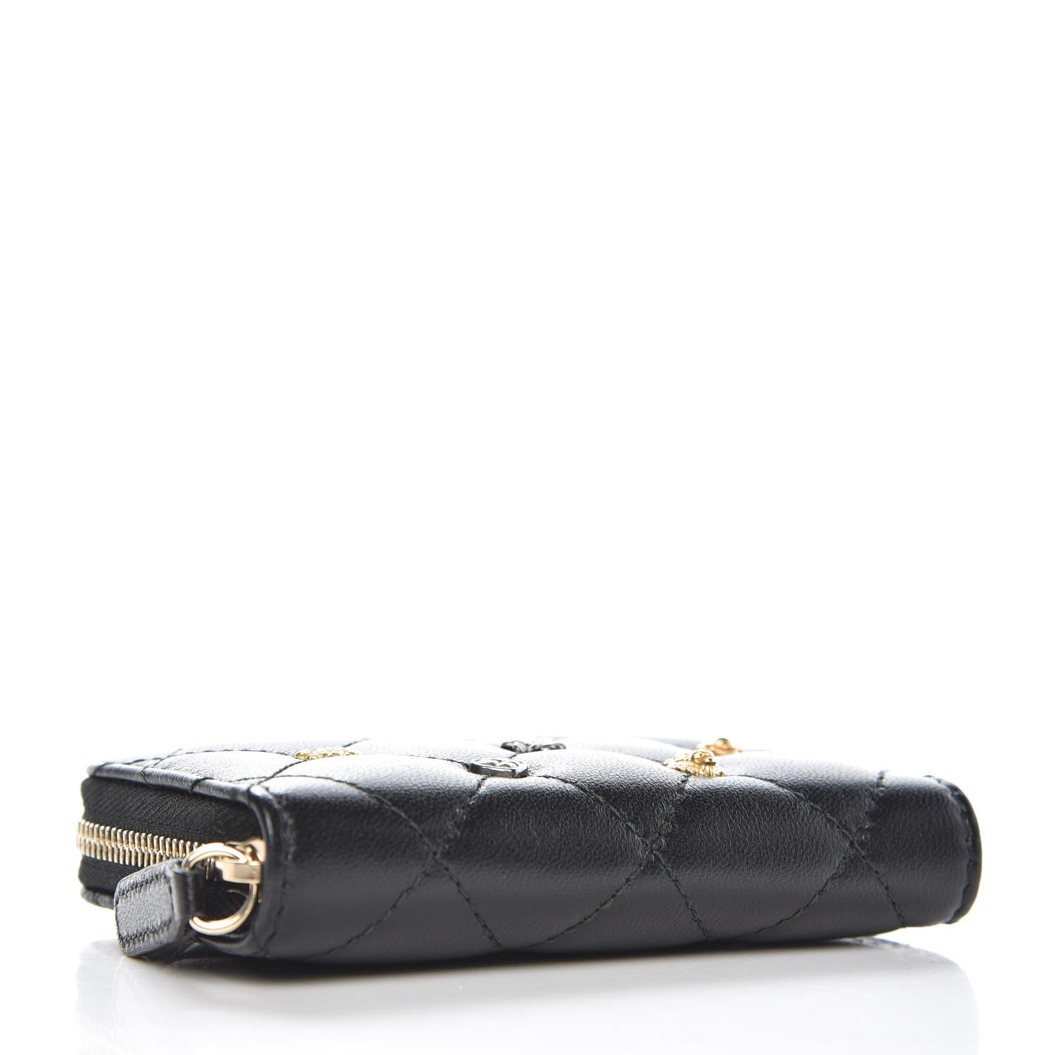 Chanel Lambskin Lucky Charms Zip Coin Purse Black 4 of 8