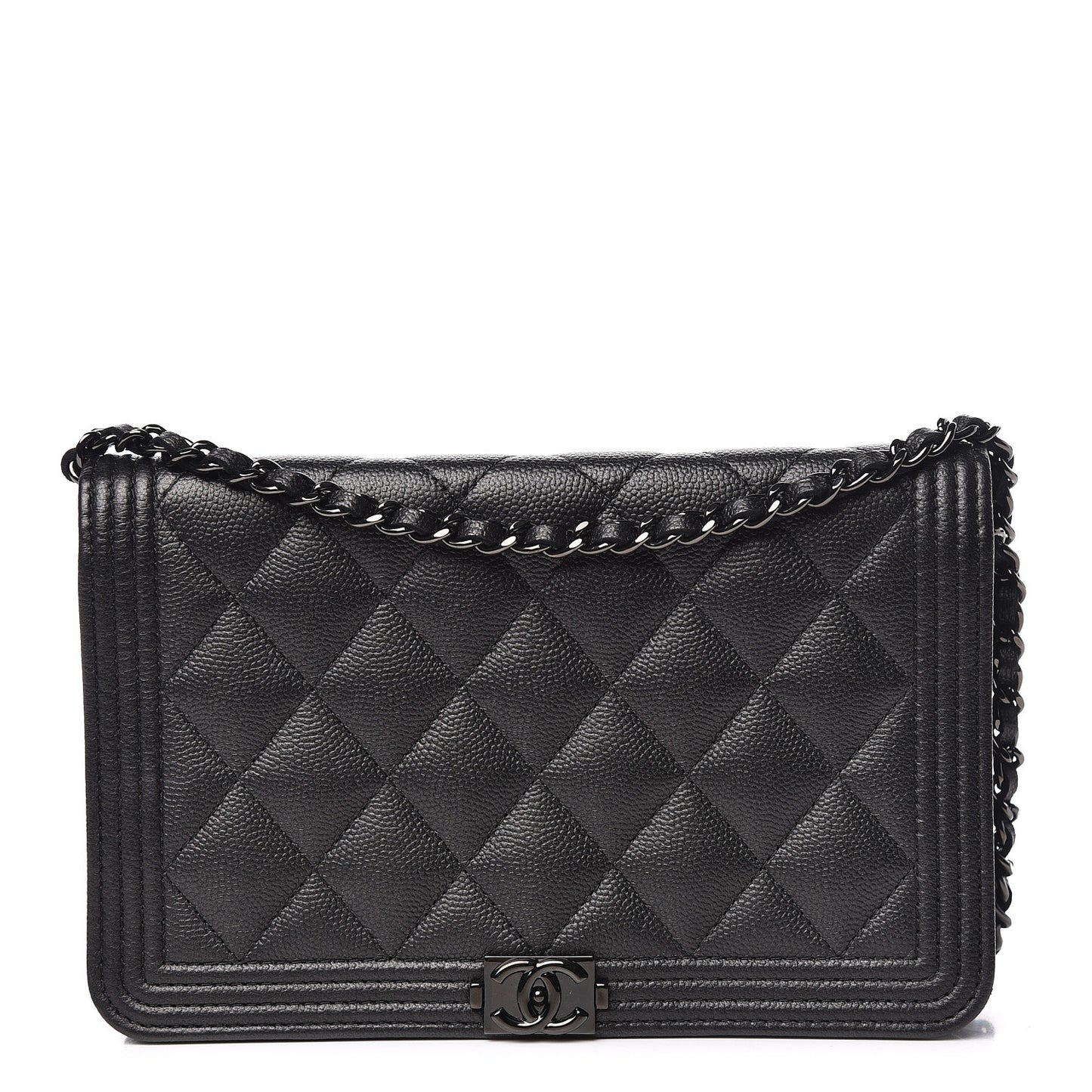 Caviar Quilted Boy Wallet On Chain WOC So Black