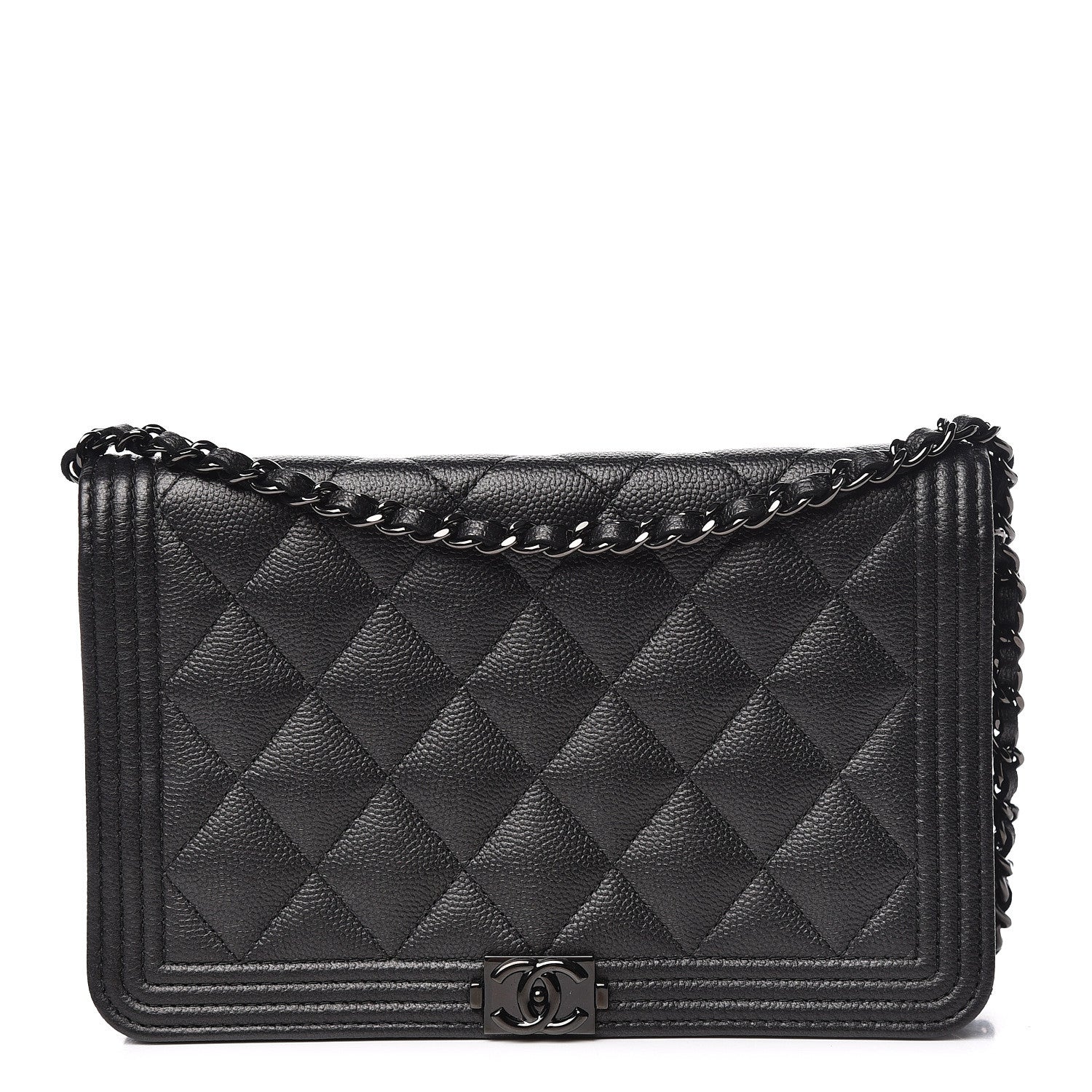 Chanel Caviar Quilted Boy Wallet On Chain WOC So Black 1 of 14