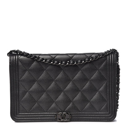 Chanel Caviar Quilted Boy Wallet On Chain WOC So Black 1 of 14