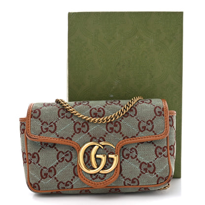 Gucci Monogram Multicolor Matelasse Diagonal Super Mini GG Marmont Shoulder Bag Azure Harness Brown 12 of 12