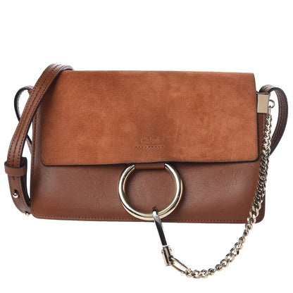 Chloe Suede Calfskin Small Faye Shoulder Bag Tobacco 1 of 14