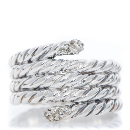 David Yurman Sterling Silver Diamond Willow Serpentine Ring 53 6.5 1 of 5
