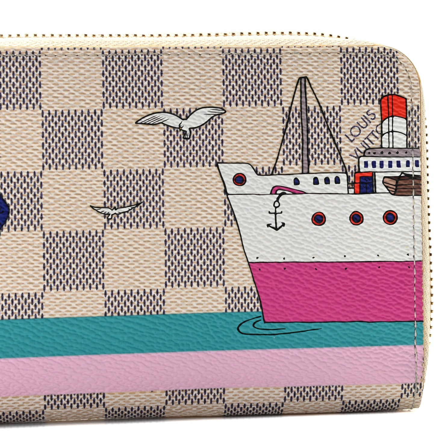 Damier Azur 2016 Christmas Animation Zippy Wallet Rose Ballerine