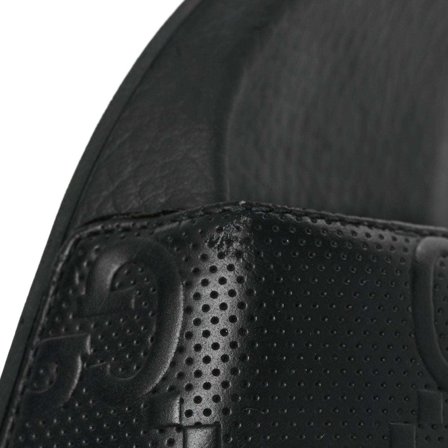 Rubber GG Monogram Mens Slide Sandals 11 Black