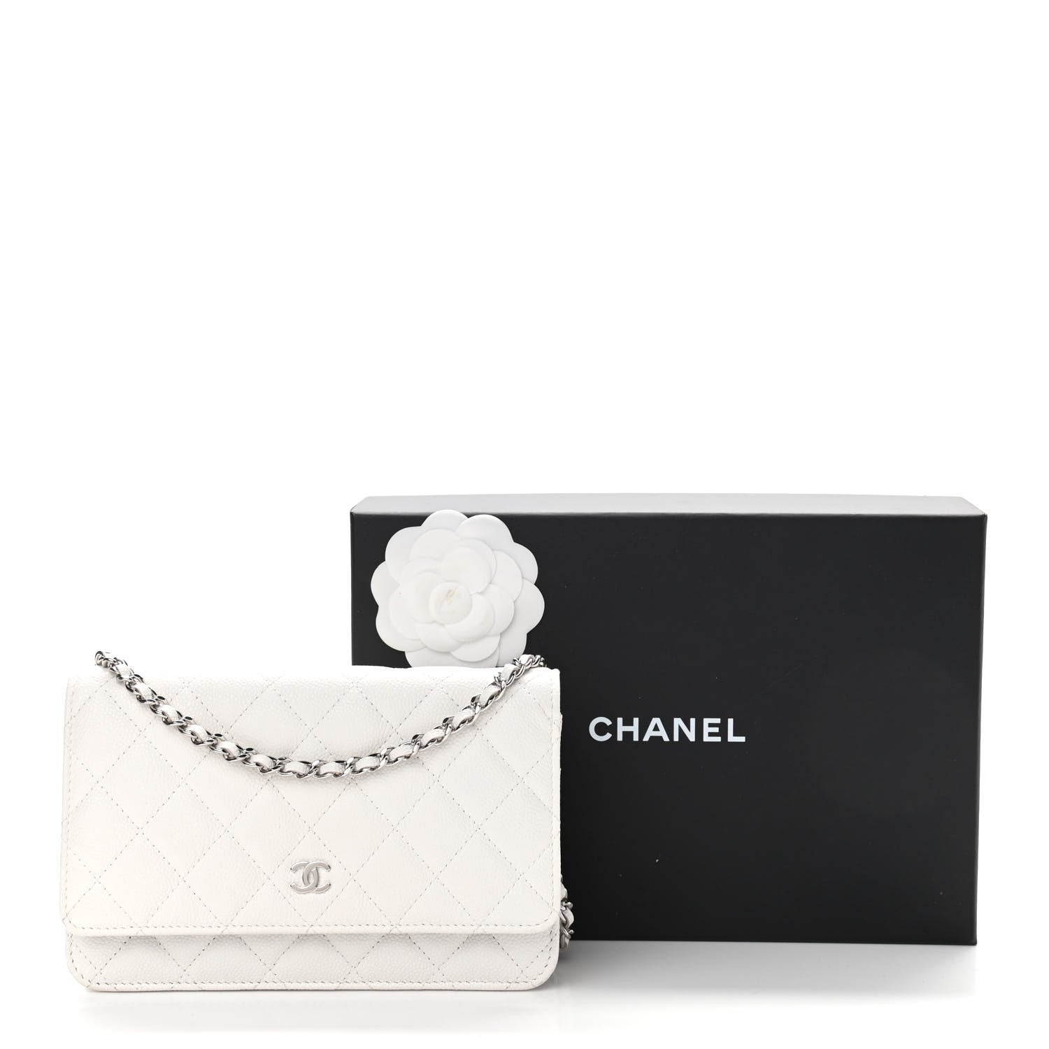Chanel Caviar Quilted Wallet On Chain WOC White 12 of 12