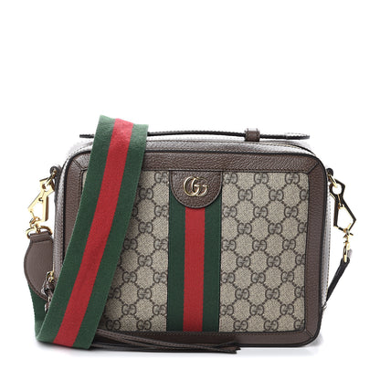 Gucci GG Supreme Monogram Web Small Ophidia Top Handle Shoulder Bag Brown 1 of 8