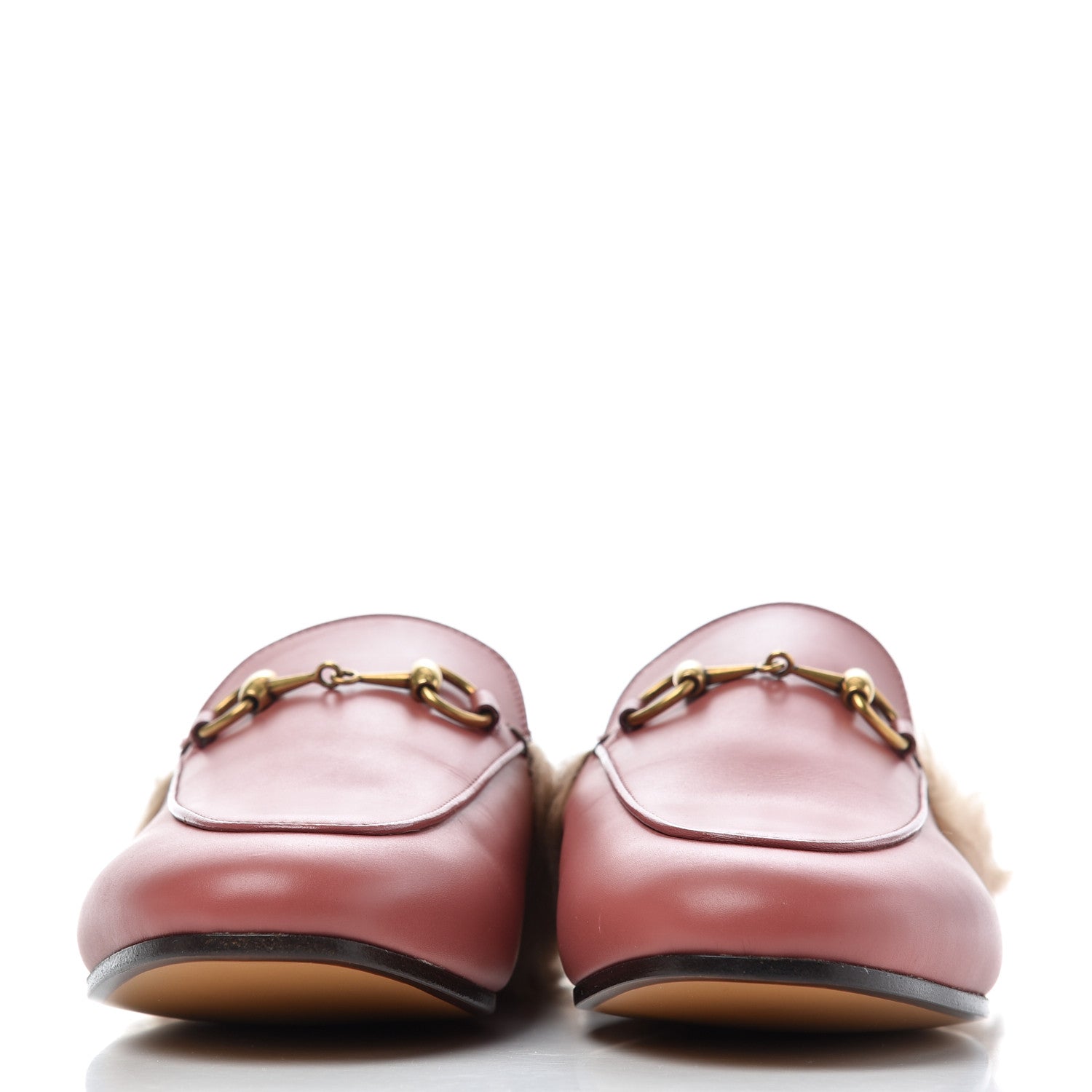 Gucci Calfskin Fur Womens Princetown Slippers 36.5 Lipstick Rose Natural 2 of 11